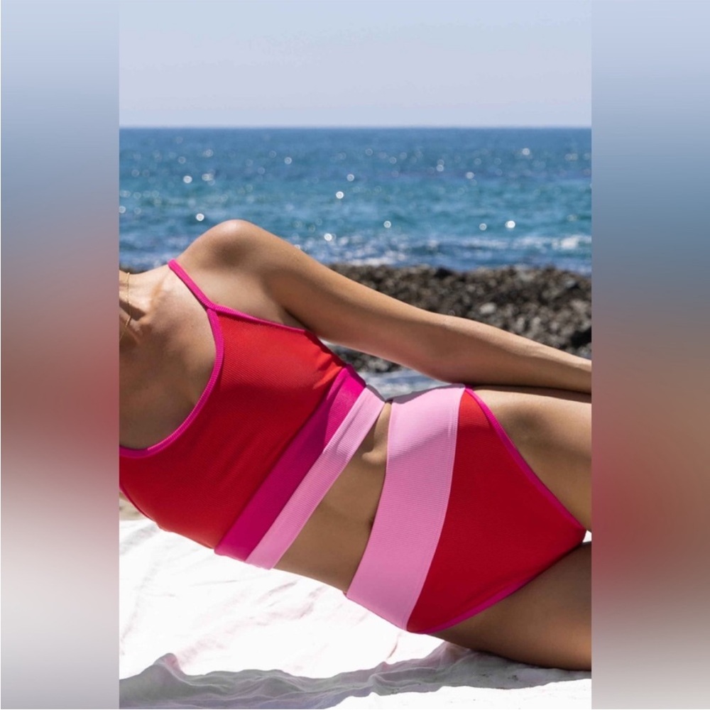 Beach Riot Emmy Bikini Bottom Gumdrop Colorblock Size S